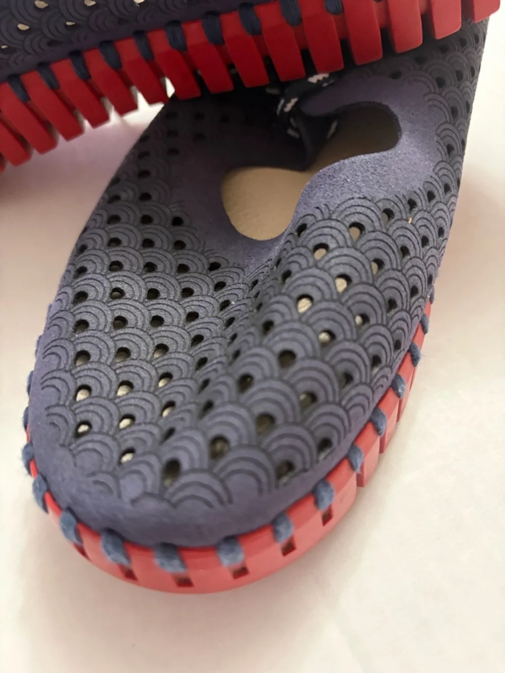 Ilse Jacobsen Tulip Tie Flats Navy Red Perforated Lace Up Comfort EU 39 US 8.5-9 - Picture 12 of 12